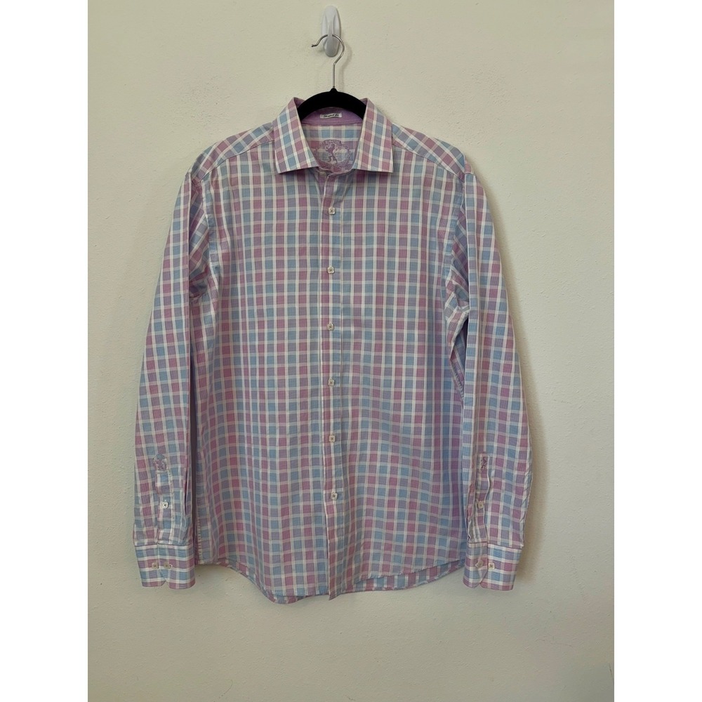 Bugatchi Uomo Button Down Shaped Fit Shirt Men's L  Quiet Luxury Preppy